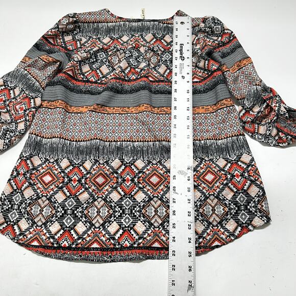 Live 4 Truth Tunic Top Womens Size S Orange Black All Over Print Bohemian Boho - Picture 3 of 8